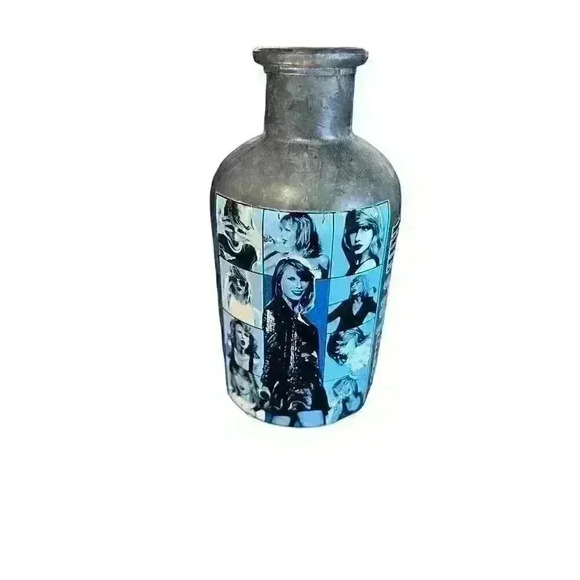 Homemade Taylor Swift Inspired Decorative Bottle Blue Glass The 1989 Eras - Picture 1 of 10